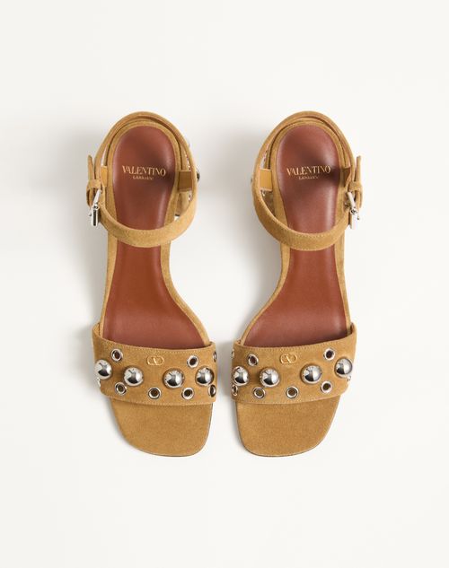 Valentino Garavani - Nellcôte Crust Leather Sandal 60mm - Havana Beige - Woman - Sandals